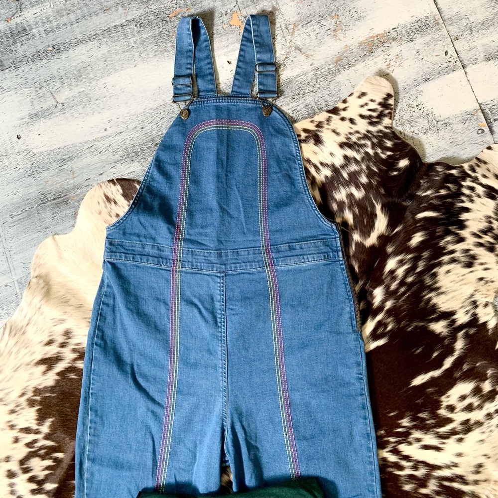 🌵BRAND NEW The Hippie Shake Denim Rainbow Dungarees Overalls US 10🌵 - Picture 3 of 10